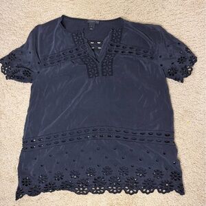 J. Crew Black Eyelet Blouse